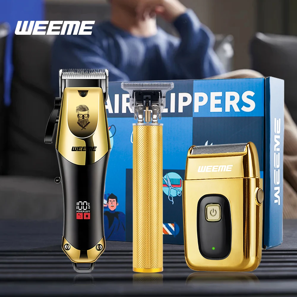 طقم حلاقة رجالي 3 في 1 قابل لإعادة الشحن عبر USB، ماكينة قص الشعر اللاسلكية وتشذيب اللحية للمنزل/الصالون، هدية مثالية للرجال #4