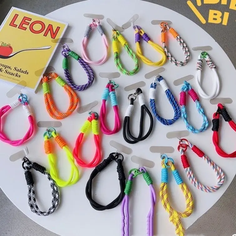 Dopamine Style Phone Charm Good Quality Bracelet Lanyard Anti Lost Nylon Woven Phone Wrist Strap Keychain Keycord