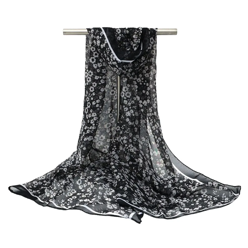 

New Floral Print Chiffon Scarf Thin Long Sunscreen Shawl Soft Protection Female Wrap Shawls Summer