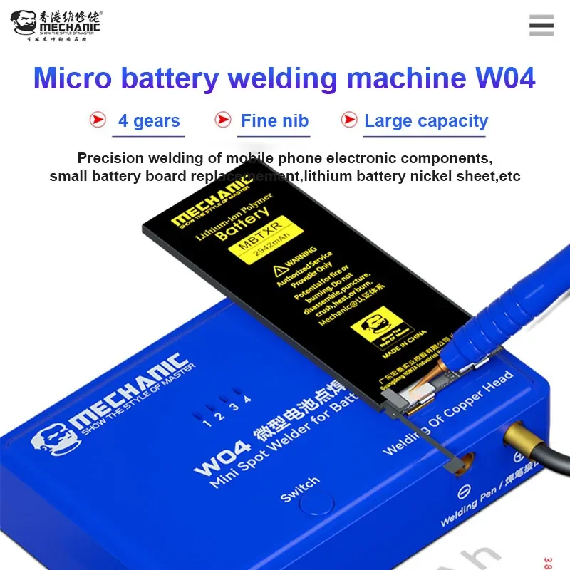 

MECHANIC W04 Portable Battery Spot Welding Machine Mobile Phone High Precision Mini Battery Nickel Sheet Repair Welder