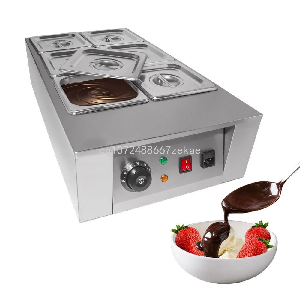 

CE Electric 6 Tank Chocolate Melting Machine Chocolate Melter Electric Chocolate Cheese Butter Heater Pots Snack Machine