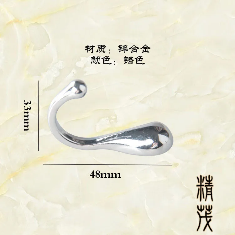 Zinc Alloy Clothes Hook Clothes Hat Hook Single Hook Solid Clothes Hook Clothing Bathroom Hook Chrome Color