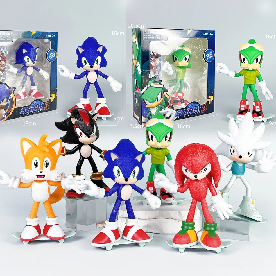 Nuevo Juego de 6 Figuras de Personajes de Videojuegos, Super Sonic Mouse, Figura de PVC, Muñeca de Anime Shatner Cruise, Adorno de Escritorio de Moda, Regalos