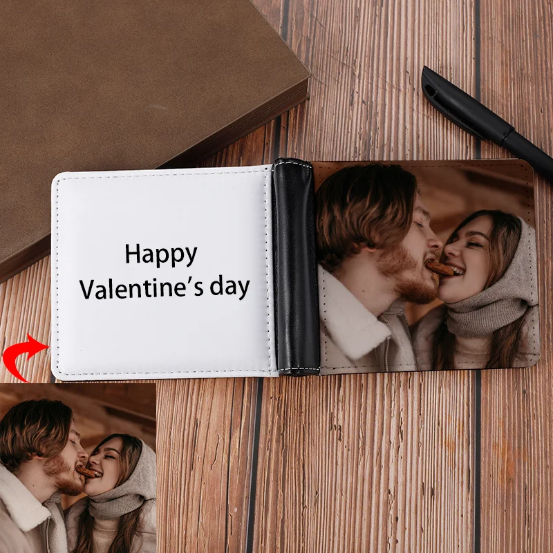 

Customized New Men 's Short Wallet Double Sided Personalized Color Photo Wallet Card Holder Standard Wallet Synthetic Leather PU