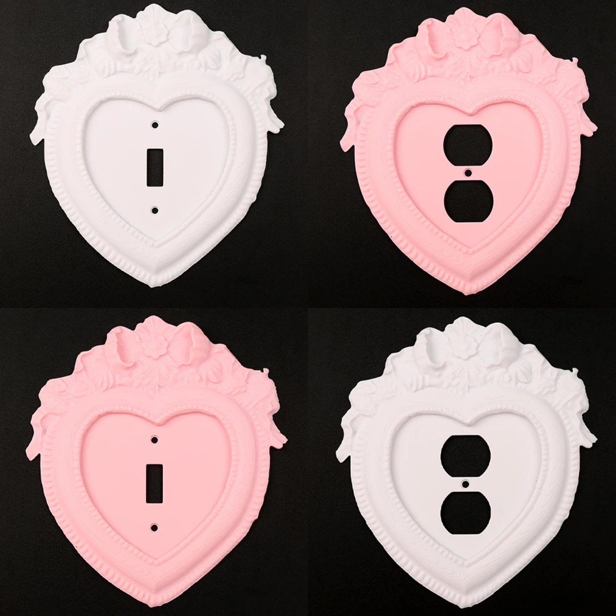 Grenzüberschreitende Lolita-Stil Herz-Schleifen-Design Lichtschalter- & Steckdosenabdeckung für Mädchenhafter Wandschalter zur Verschönerung des Wohnraums