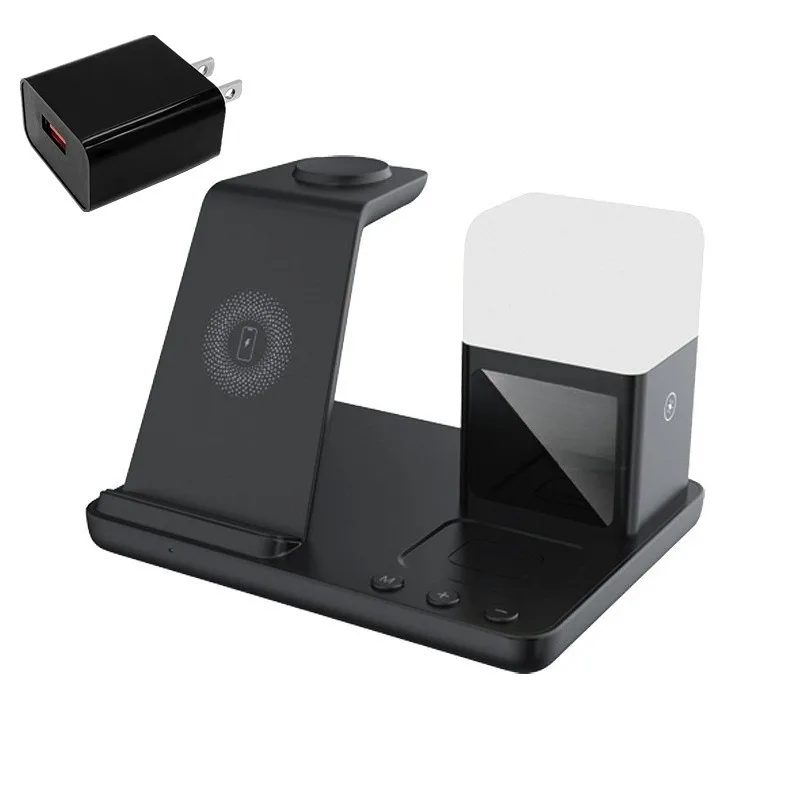 

Mobile phone wireless charger 6-in-1 watch earphone charging bracket night light