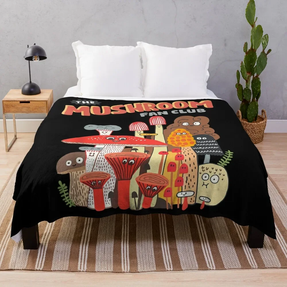 

The Mushroom Fan Club Retro Cute Cottagecore Mushroom Hat Throw Blanket Single Fluffy Softs Blankets