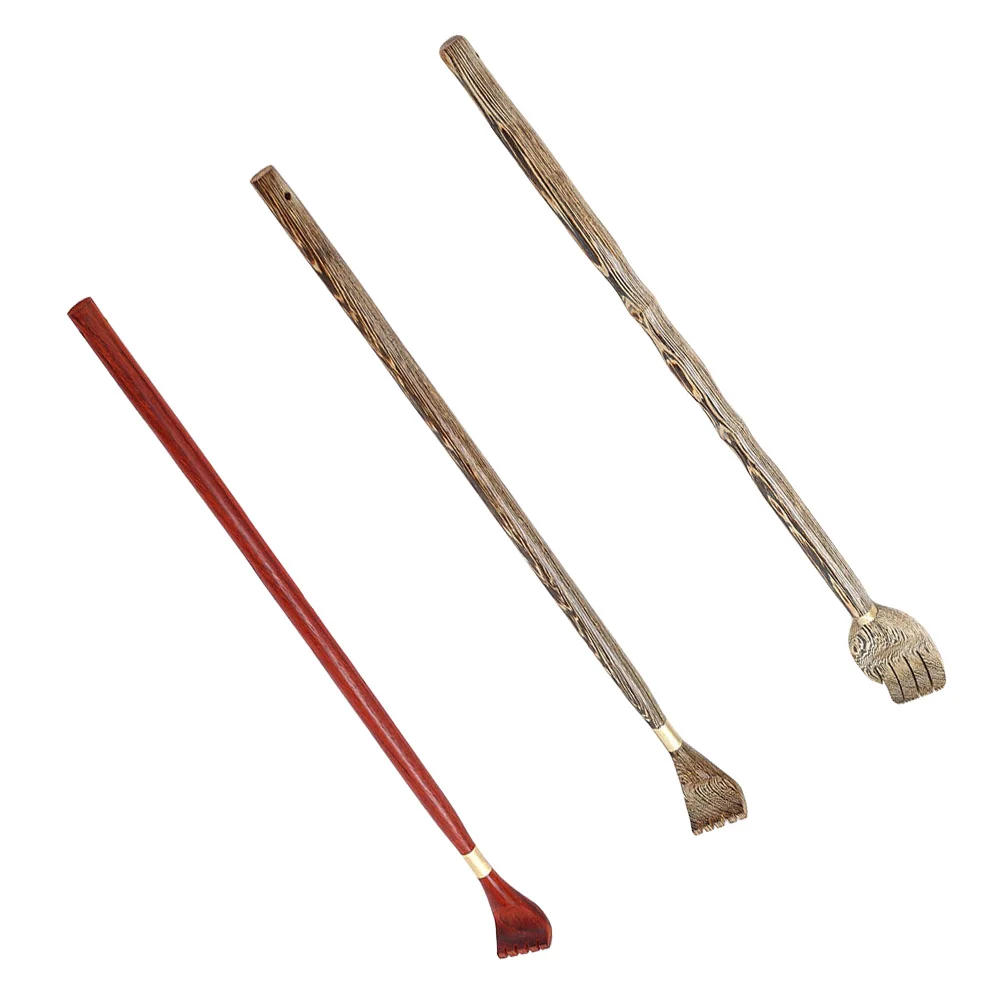 

3pcs Wooden Back Scratcher Long Handle Itching Relief Tool For Stress Relaxation Blood Circulation Body Massage Stick Unisex
