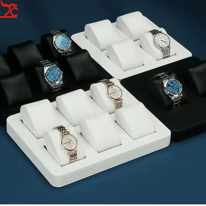 High End Watch Display Case Black and White Brushed Multi Position Watch Display Tray Blue Movable Pillow Bag Watch Display