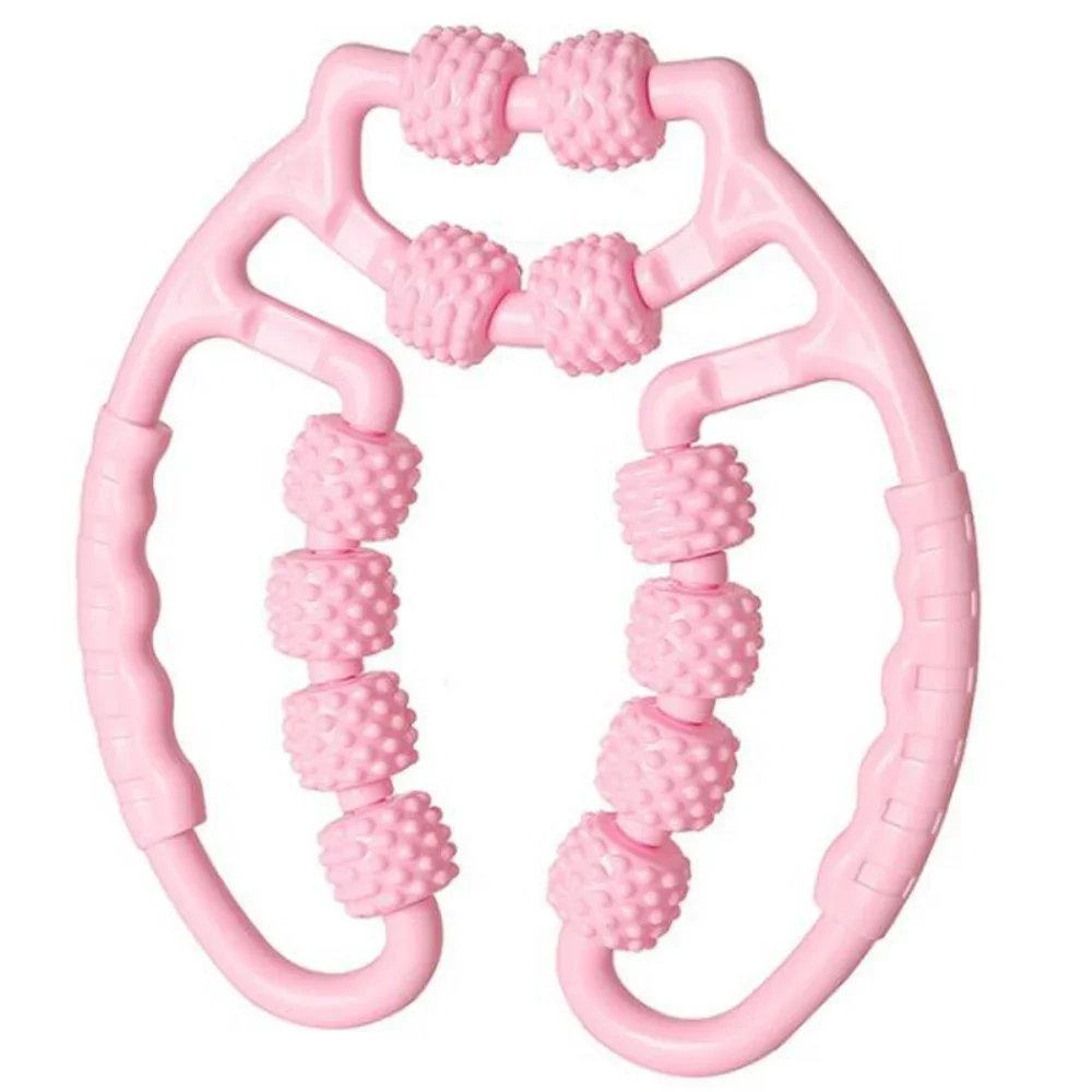 Anillo masajeador de pinza para piernas, Rodillo de plástico relajante, barra de Yoga, masajeador de cuatro ruedas