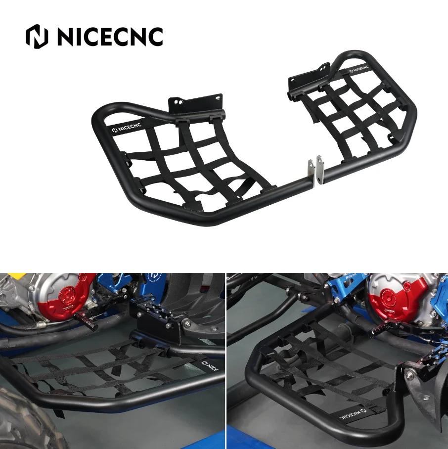 

NICECNC Raptor 700 Nerf Bars Foot Peg Heel Frame Guards with Protective Nets For Yamaha Raptor 700R Raptor700 2006-2024 Aluminum