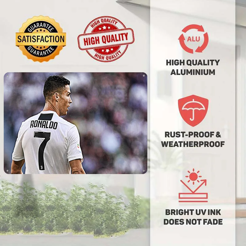 Cristiano Ronaldo Football Metal Poster Custom Wall Art Retro Vintage Tinplate Signs for Man Cave Decoration Living Room Decor