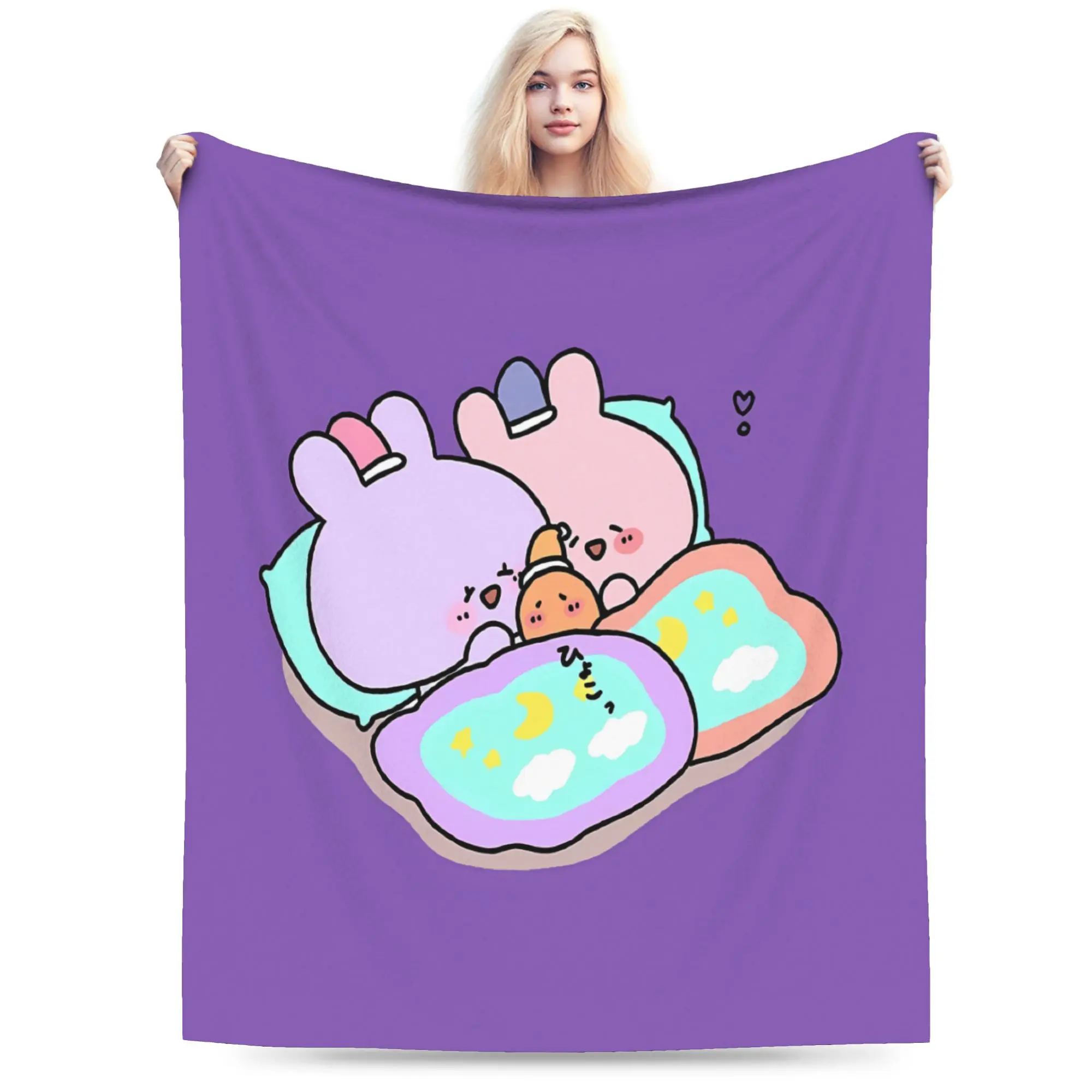 A-Asamimichaan Asleep Cute Asamimi Blanket Quality Super Warm  Throw Blanket Autumn Kids Adult Couch Chair Sofa Bed Bedspread