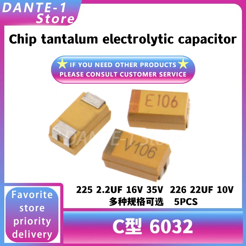 SMD Tantalum Capacitor Type A 1206 225 2.2UF 16V 35V Polarity Capacitor 226 22UF 10V