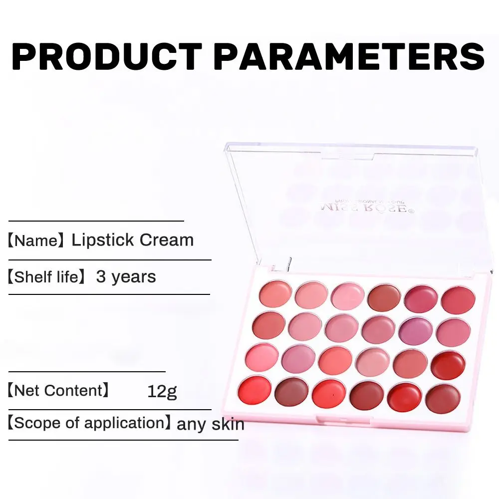 

24 Color Matte Lipstick Palette Waterproof Non-Sticky Cup Lip Gloss Palette DIY Long Lasting Moisturizing Lipstick Blush