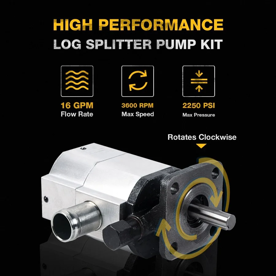 Pompa idraulica Pompa idraulica per tronchi di legno da 16 GPM Pompa divisoria per tronchi a 2 stadi Motore idraulico per pompa a ingranaggi idraulica 9003000PSI