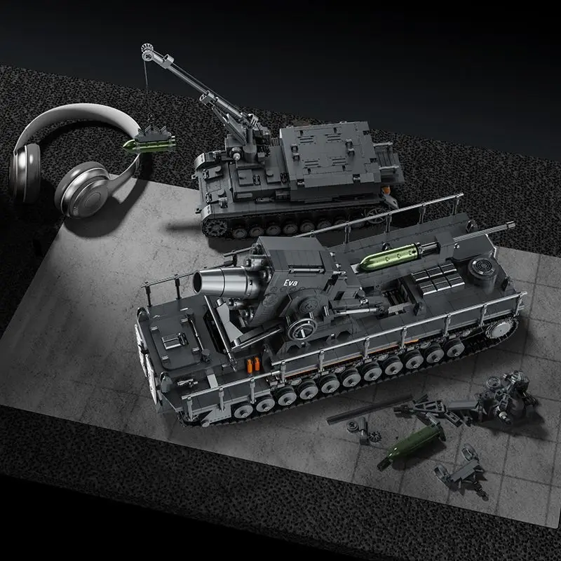 

DIY Children's Toys Birthday Gift 97026 4706pcs Ww2 Military Karl Mortar Building Blocks Model Tank Vehicle kit Bricks Model