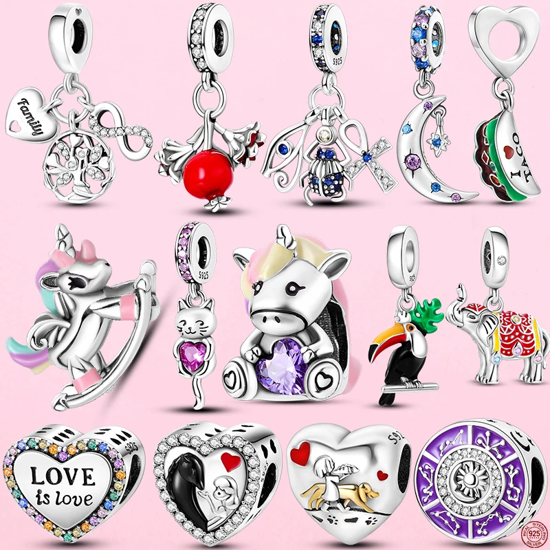 

Unicorn Rocking Horse Silver 925 Irregular Beads Teeth Chameleon Dangle Charms Fit Original Charm Bracelet Diy Jewelry Gift