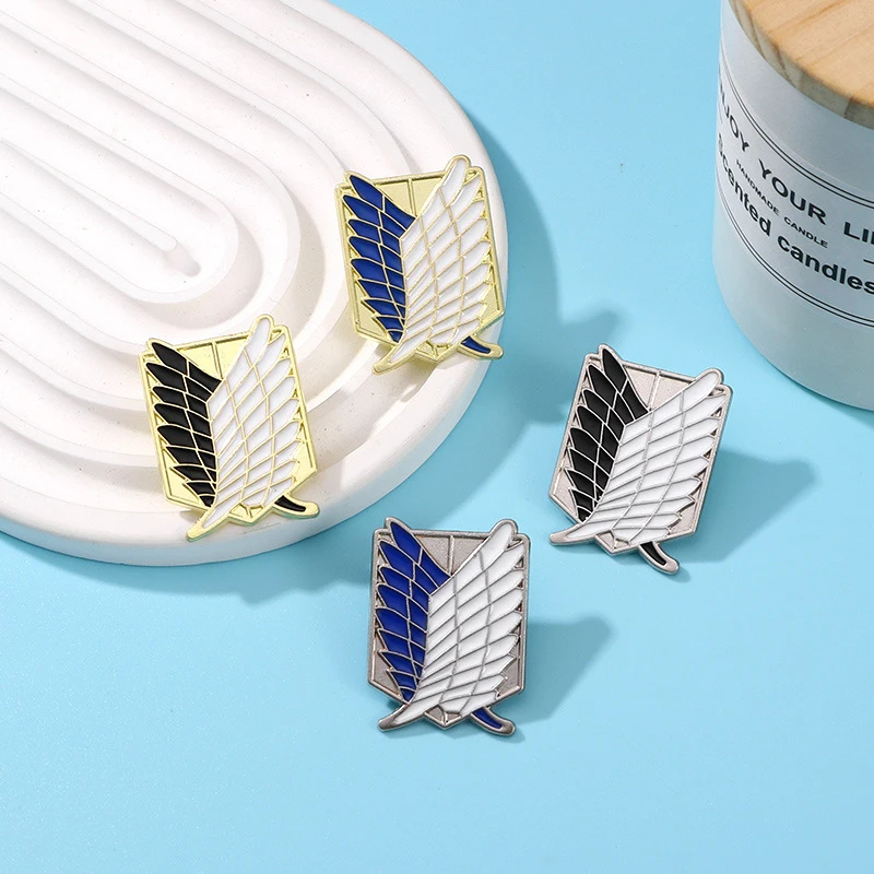 Anime Survey Corps Wings of Freedom Badge Black White Alloy Brooch Pins Fashion Jewelry Gift