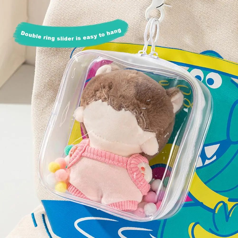 Durable Doll Protector Bag Visible Keychain Bag Doll Display Bag with Dustproof Transparent Storage Pouch for Easy Portability