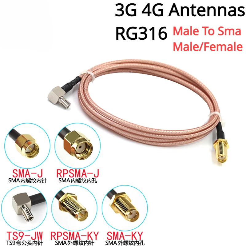 

SMA Female to TS9 Male Connector External Adapter Splitter Combiner RF Coaxial Pigtail Cable for 3G 4G antennas RG316