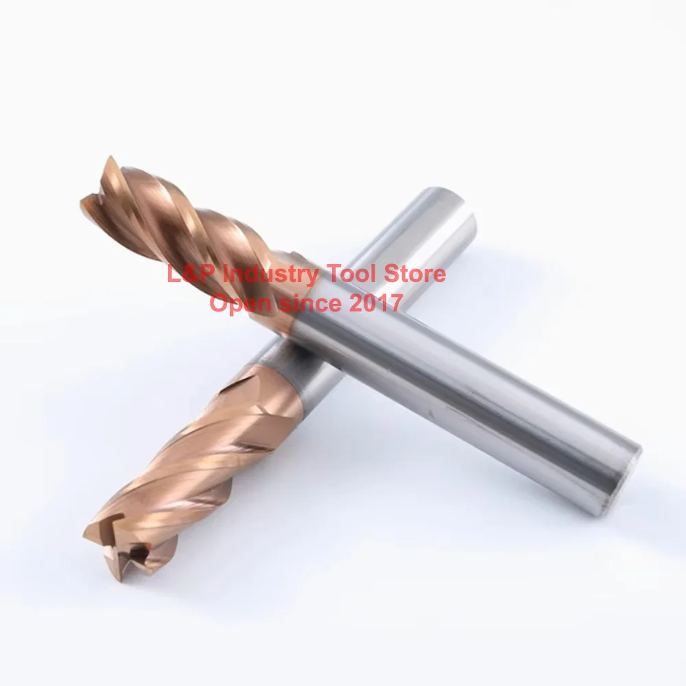 HRC60 CNC Machine Milling Cutter 4 Four Flute Teeth Blade Carbide Flat End Mill Shank Router Metal Drill Bits Lathe Accessories
