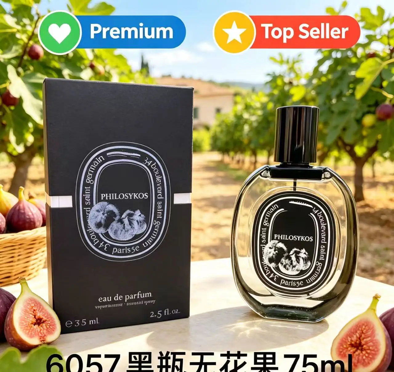 Eau de Parfum Superior de 75 ml, de Alta Gama, con Etiqueta Negra y Blanca Elegante, Philosykos Tam Dao, Unisex, para Uso Diario