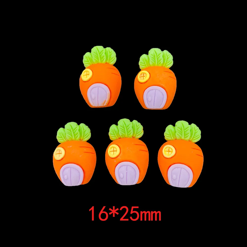 20Pcs Cute Pineapple Peach Carrot Apple House Mushroom Flatback Resin Cabochon Scrapbooking For Phone Decoration  Accessories