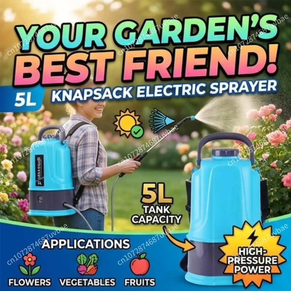 Electric Backpack Sprayer 5L 12V High Pressure Farm Fertilizer Machine Detachable 2000mAh Battery 2.5H Runtime US/EU Plug