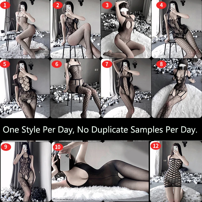 Women Sexy Crotchless Lingerie Erotic Porn Fishnet Hollow Out Teddy Female Mesh Open Crotch Bodysuit Sex Bodystockings 15 Styles