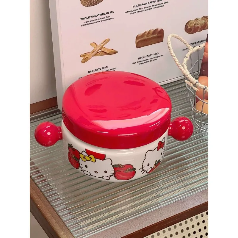 

Hello Kitty Anime Kawaii Sanrio Ins Fashion Large Capacity Noodle Bowl Cute Kt Cat 1200ML Tableware Lovely Gifts for Kids