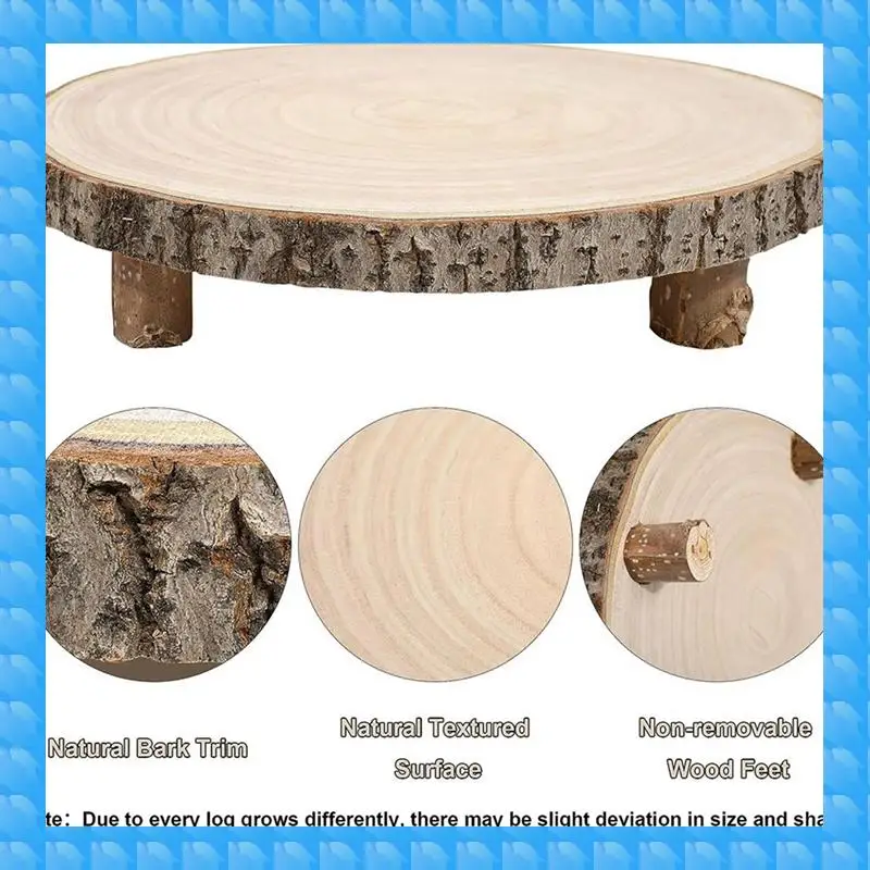 

ETRT 3Pcs 11 Inch Wood Cake Stand, Round Wooden Cupcake Pedestal, Paulownia Wood Slice With Legs, Rustic Cake Holder Wooden