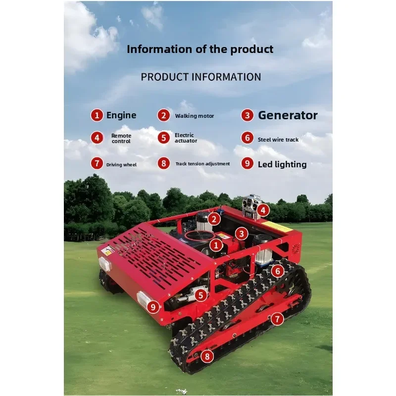 Remote control crawler lawn mower, fully self-mower electric small