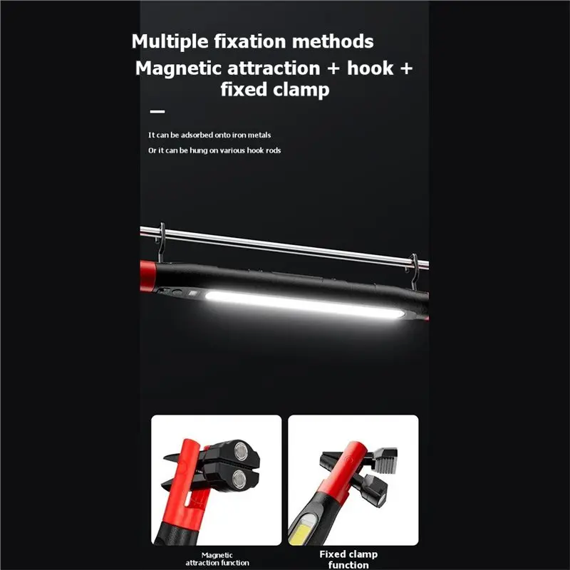 

【ЭФФЕКТИВНЫЙ】Портативный перезаряжаемый светодиодный рабочий фонарь 2000 мАч, COB-фонари, лампа для кемпинга на открытом воздухе, магнитный крючок, прожектор для ремонта автомобилей