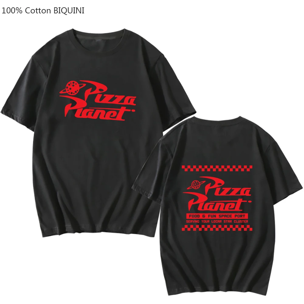 Pizza Planet Serving Your Local Star Cluster Letter Print T-shirt Mens 100% Cotton O-neck Tshirts Regular Fit Male Tee-shirt Tee