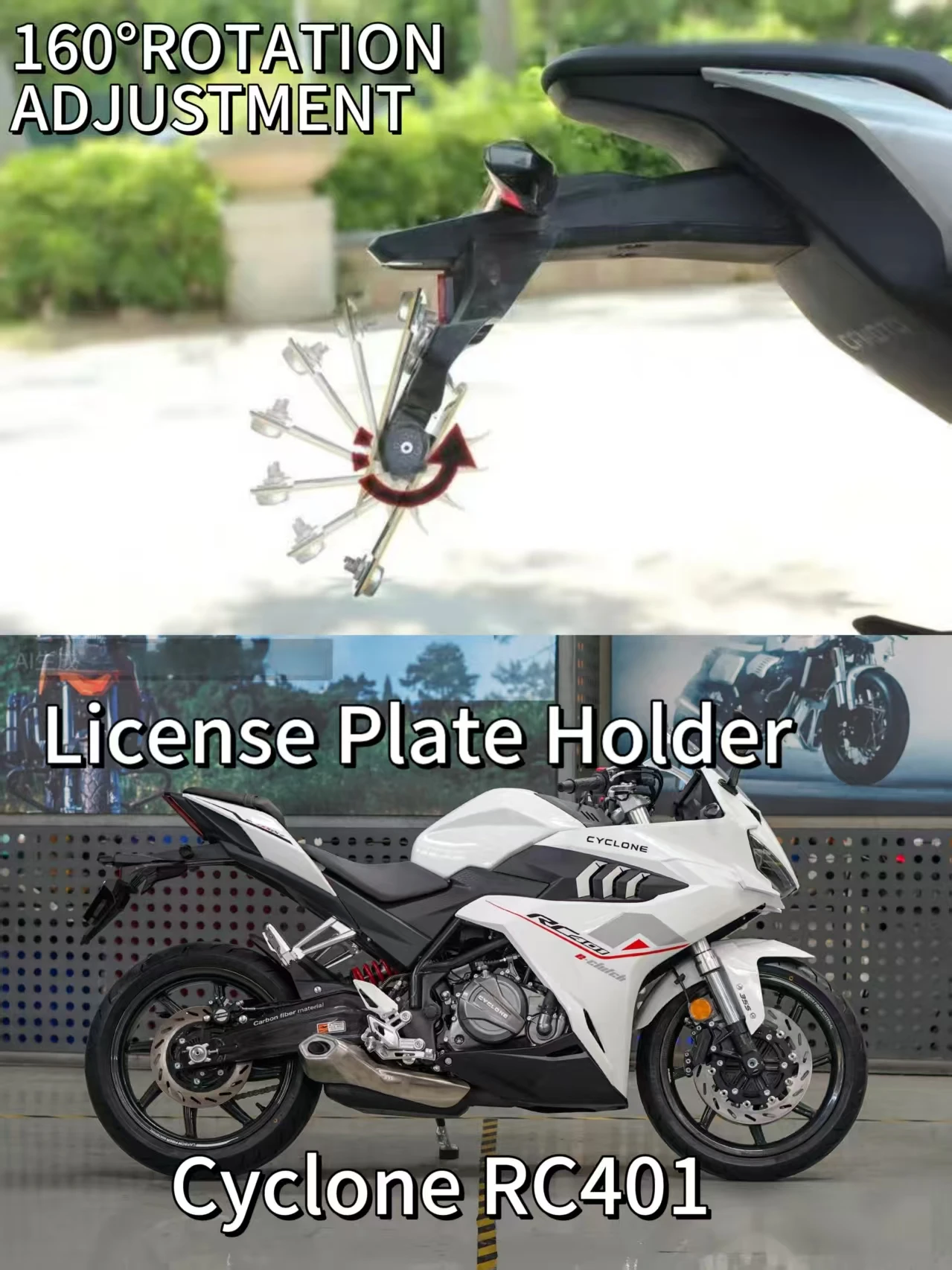 

ДляCFMOTOCyclone RC401Лицензионный знак Премиум Регулируемый переключатель кнопки номерного знака Легкий контроль Кронштейн номерного знака Рамка