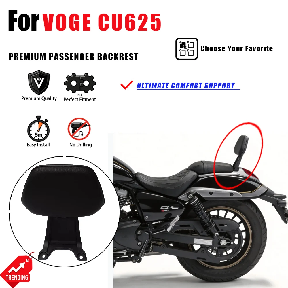 Respaldo Trasero para Motocicleta VOGE CU625, Asiento de Pasajero con Soporte Lumbar, Accesorios para Moto, Respaldo CU 625, Pieza Modificada