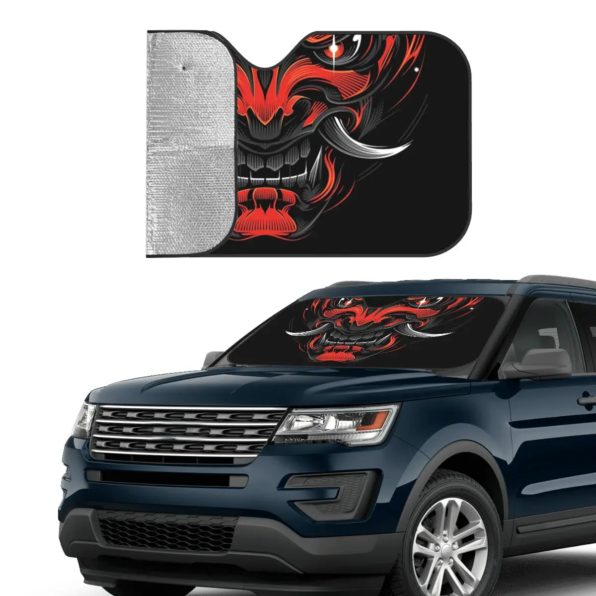 Oni Maul Universal Windshield Sunshade 76x140cm Japan Art Tattoo Hannya Foils Car Sunshade Car-covers