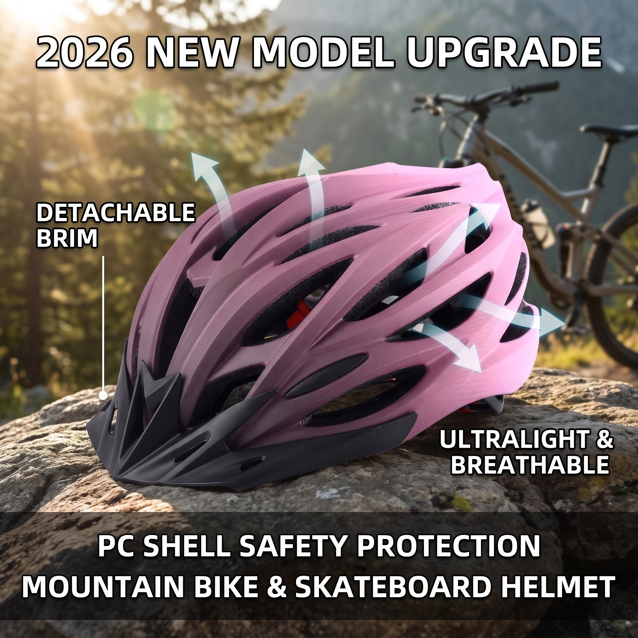 2026 New Upgrade Cycling Helmet Comfort Lightweight Hollow Men Adjustable MTB Riding Safety Protection Bike Cap Bicy