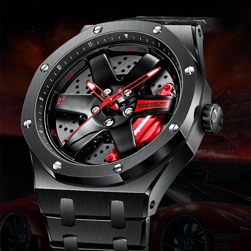 Original 3D Car Wheel Mechanical Watches Top Brand Men Rim Hub Automatic Watches for Men Stainless Steel Male Clock Reloj Hombre