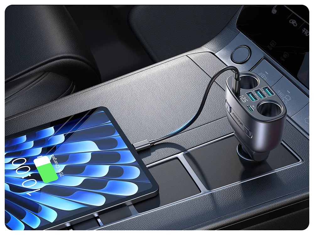 Joyroom 225W Autoladegerät 7-IN-1 Schnellladender USB-C-Autoladegerät-Adapter mit unabhängigen Schaltern für Handys, GPS, Dashcam CL51 – Detail 6