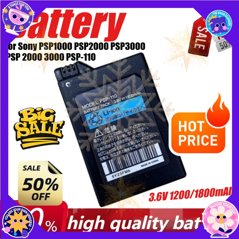 3.6V 1200/1800mAh Battery for Sony PSP1000 PSP2000 PSP3000 PSP 2000 3000 PSP-110 PSP-S110 PlayStation Portable Gamepad