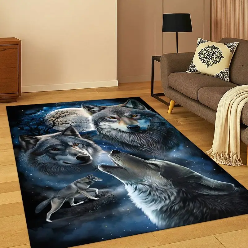 Viking Wolf Fenrir Cartoon Carpet Rug for Bedroom Living Room Sofa Playroom Doormat Home Decor,Kid Game Area Rug Non-slip Gift