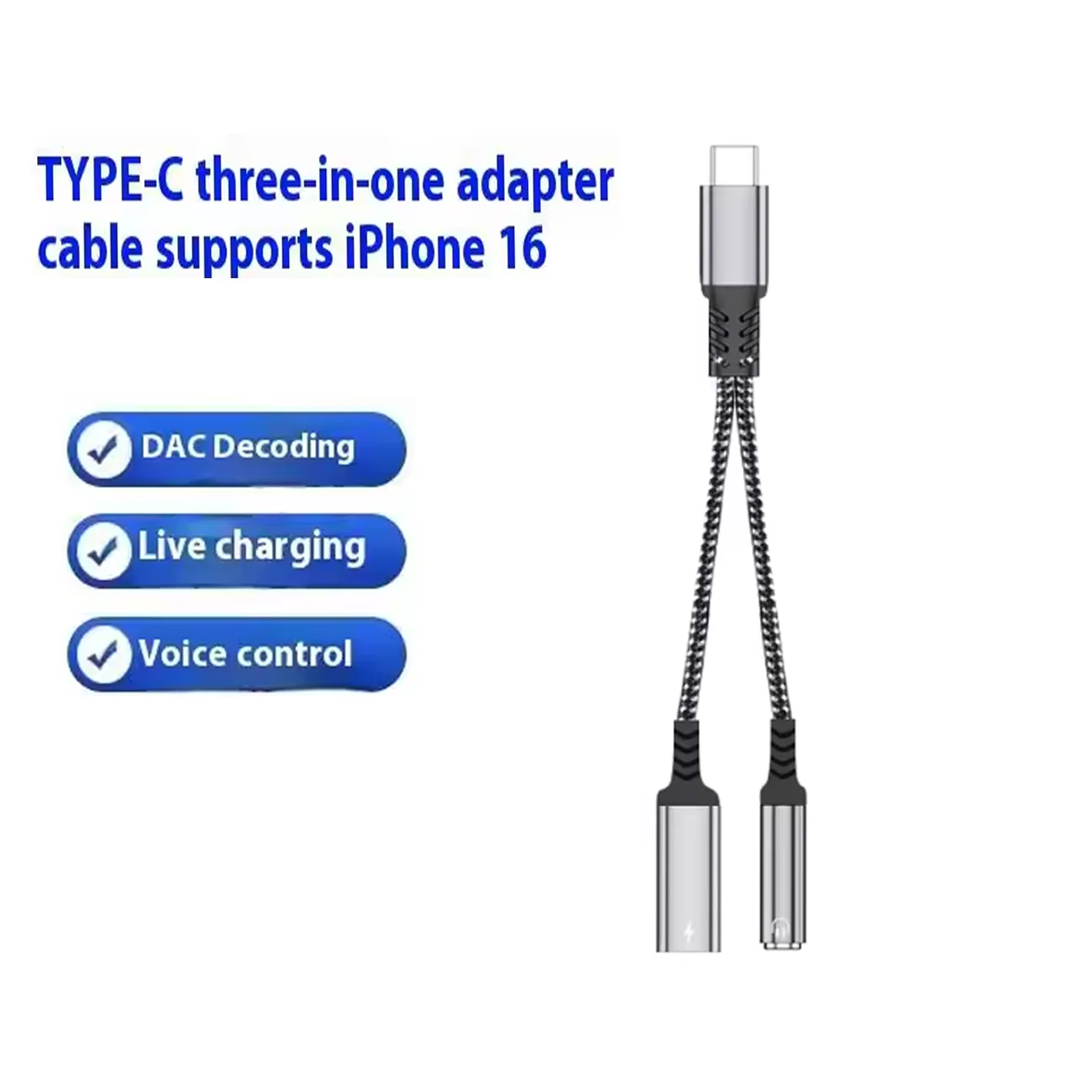 2in1 USBC To 3.5mm Headphone Jack Type C PD 10W Charge Audio Aux Adaptor for iPhone 15 For iPad Pro For Samsung Xiaomi Huawei