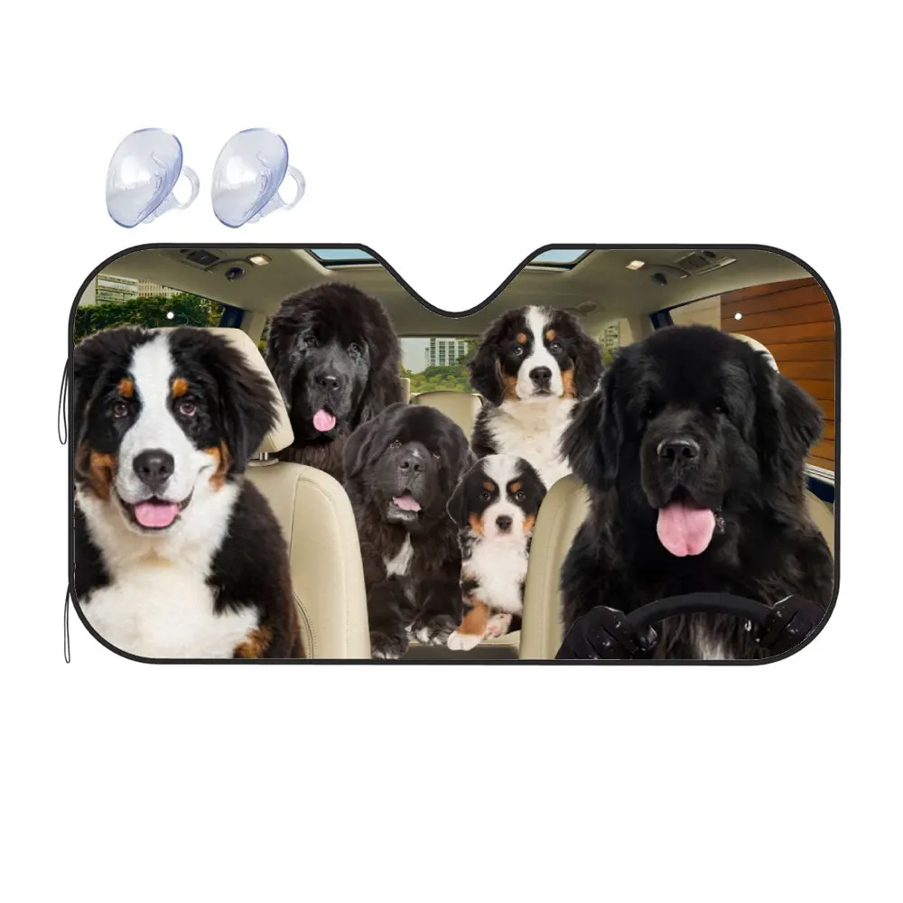 Animal Newfoundland Dog Driving Car Interior Front Windshield Sun Shade, Beaver Sunshade for Truck SUV- Blocks Uv Rays Protector