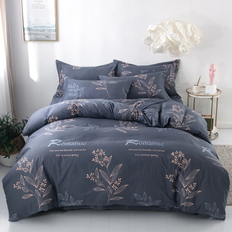 3PC 100% Cotton Duvet Cover Set Flower Printing Cotton Soft Skin Friendly 1PC Duvet Cover 2PC Pillowcase Bedding