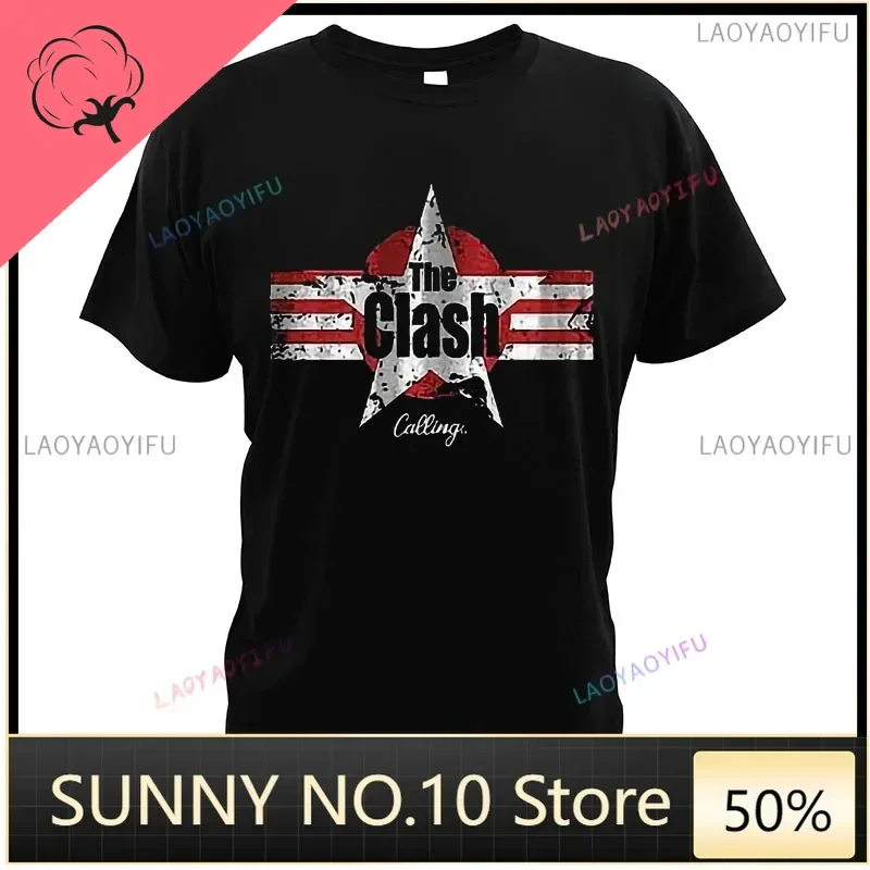 The Clash Band Flag T-Shirt Punk Rock Band Men's T Shirt Cool Casual Summer Breathable Top EU Size