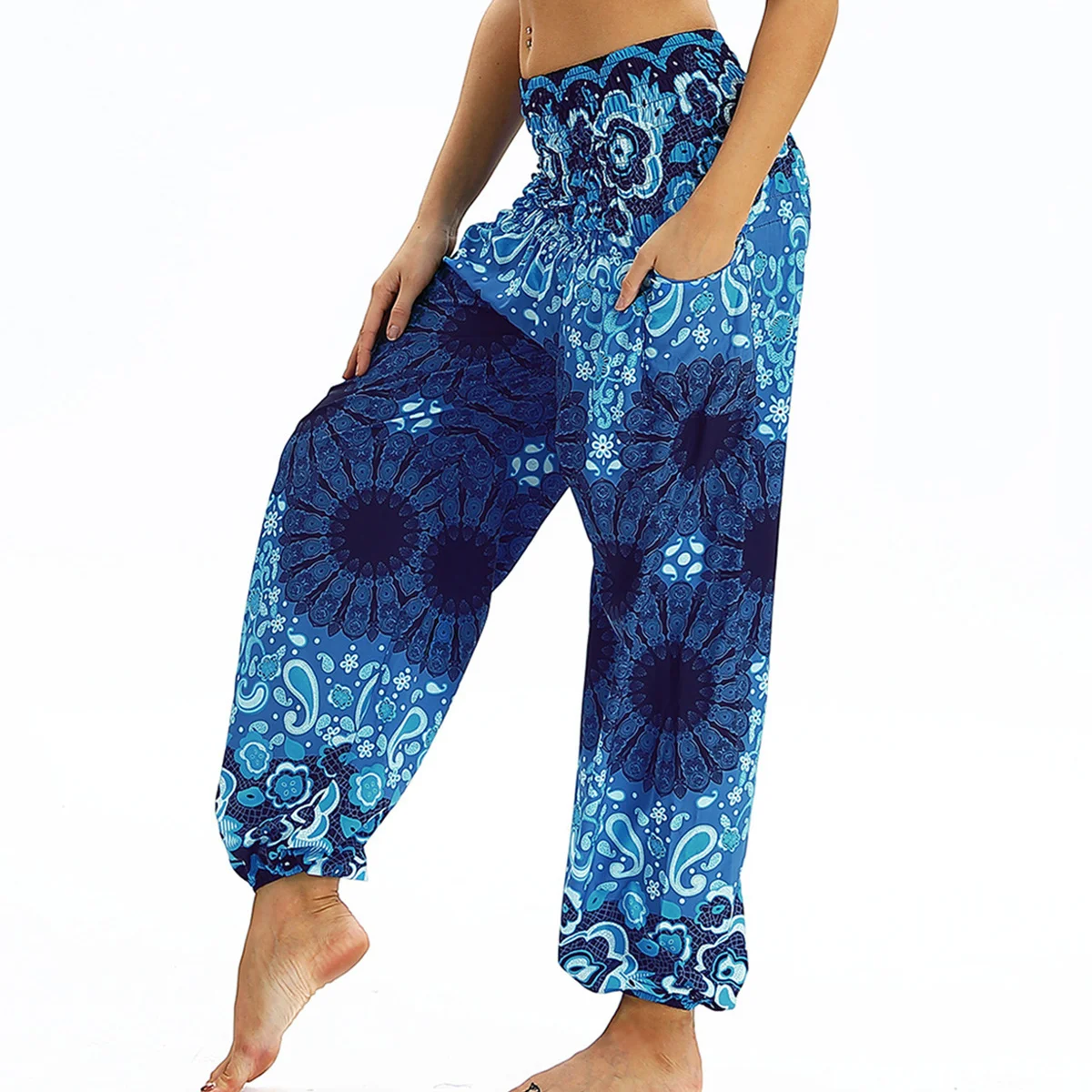 Alpha Yoga Outfits Pantaloni stile harem Boho per donna Pantaloni da jogging da corsa in vita alta elastica Pantaloni bohémien Boho Hippie