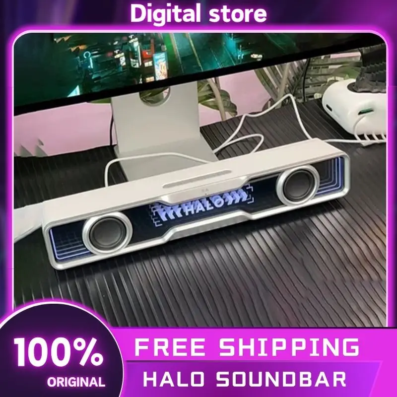 Halo Soundbar Wireless Bluetooth Speaker 2mode Speaker Computer Audio High Sound Customization Bluetooth Desktop Esports Speaker