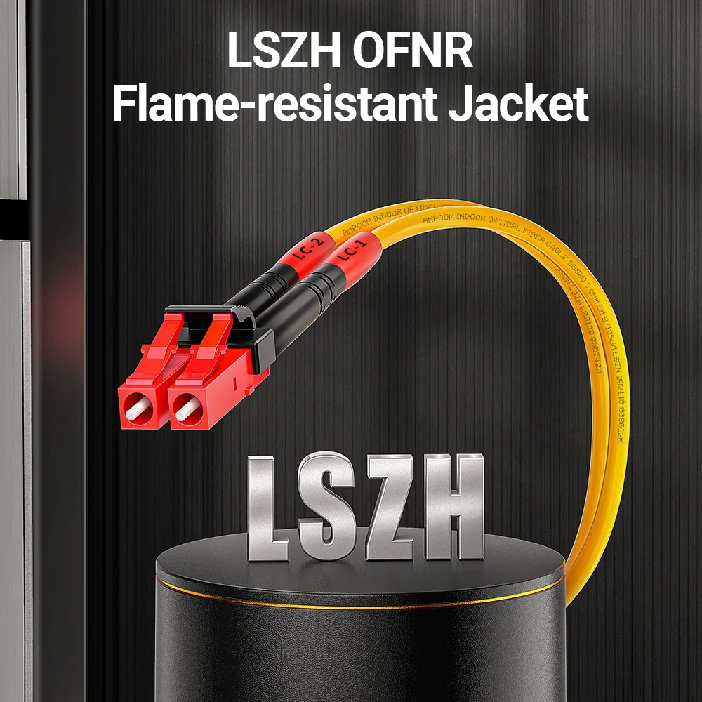 AMPCOM Fiber Cable LC to LC Single Mode Fiber Optic Patch Cable Duplex UPC 9/125μm, OS1/2 SMF 1/2/3/5/10/15 Meters LSZH OFNR image 2